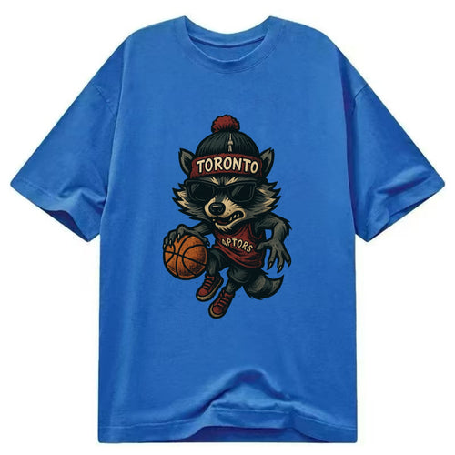 Toronto Raccoon wearing Raptors beanie with CN Tower patch and wayfarer sunglasses - Classic T-shirt