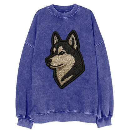 Siberian Husky - Contemporary wolf-like - Vintage Sweatshirt - Blue