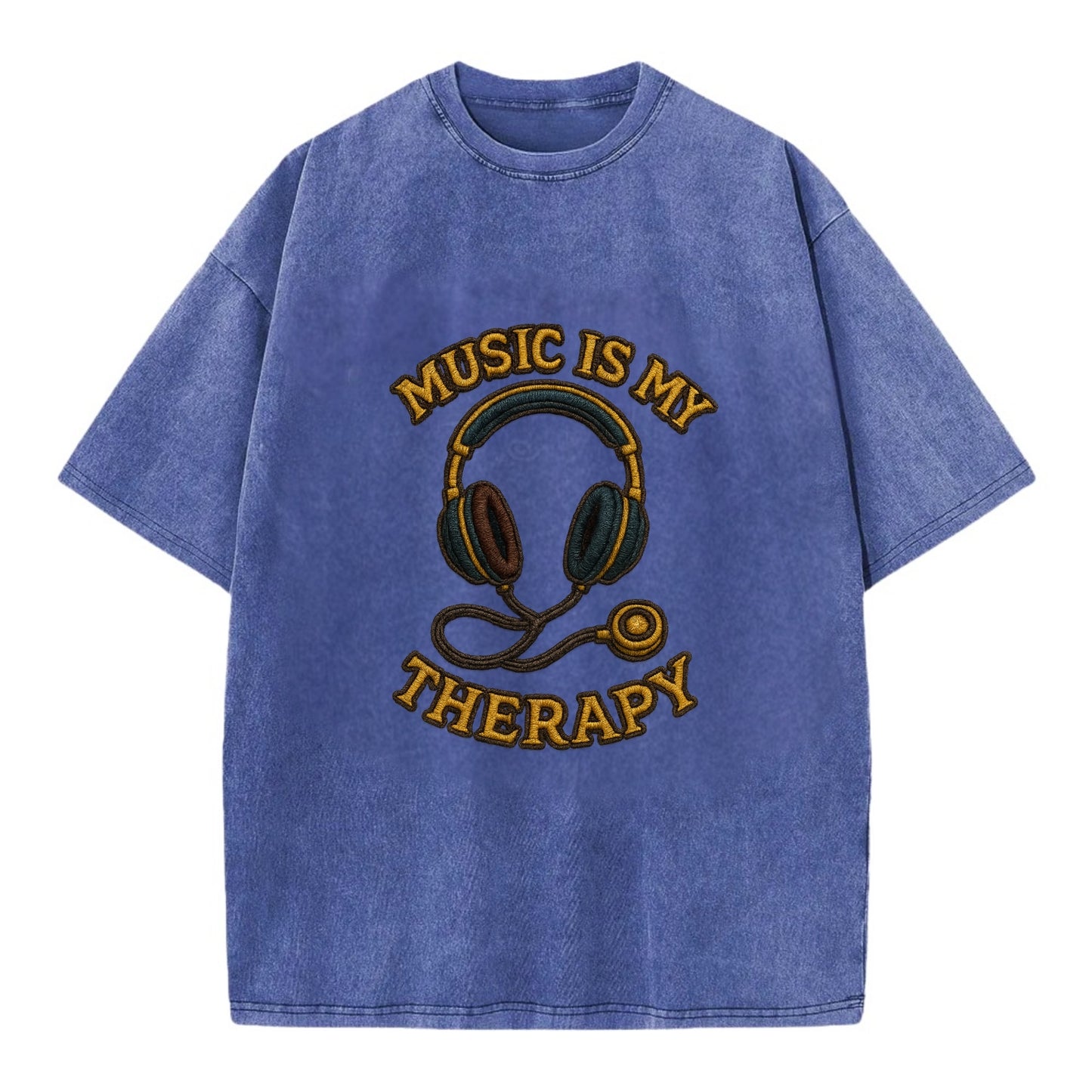 Music Is My Therapy  - Vintage T-shirt - Blue