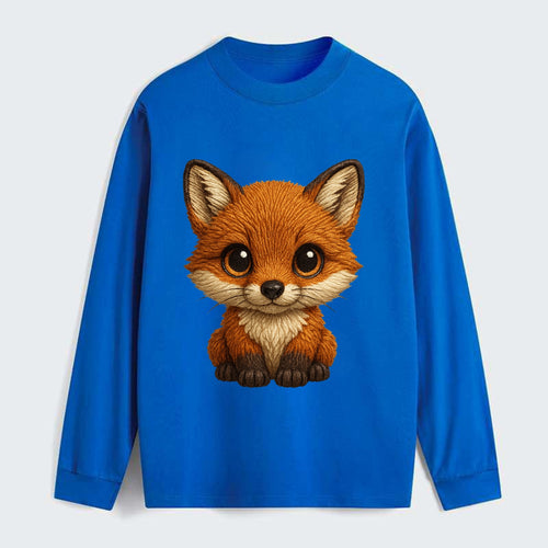 Baby Red Fox - russet fur, white chest, big amber eyes, perky ears, - Classic Long Sleeve Shirt