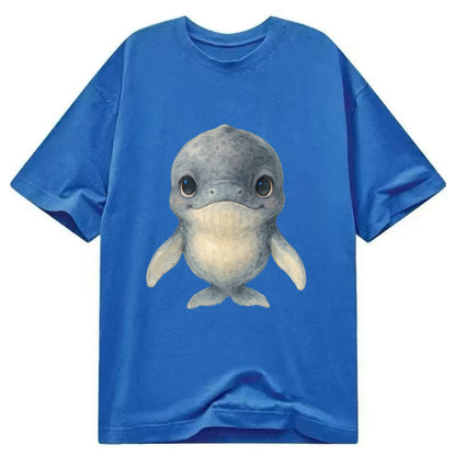 Baby Humpback Whale - dark gray with white flippers, large gentle eyes, - Classic T-shirt - Blue