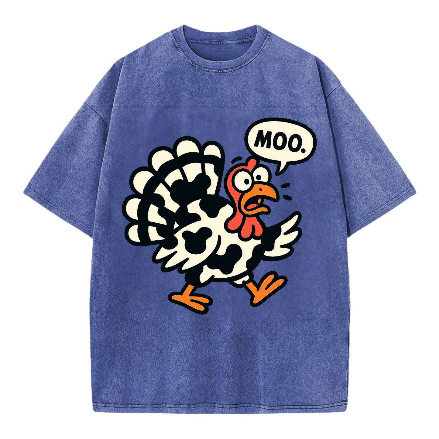 Mooing Turkey - Vintage T-shirt - Blue