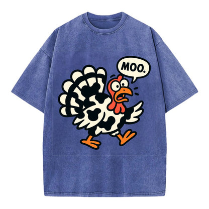 Mooing Turkey - Vintage T-shirt - Blue