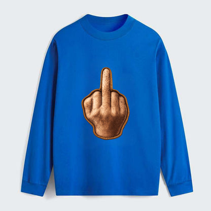 MIDDLE FINGER - hand gesture in skin tone , attitude - Classic Long Sleeve Shirt - Blue