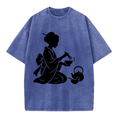 Geisha traditional tea ceremony - Vintage T-shirt - Blue