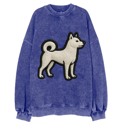 Kishu Ken - Contemporary white hunter de - Vintage Sweatshirt - Blue