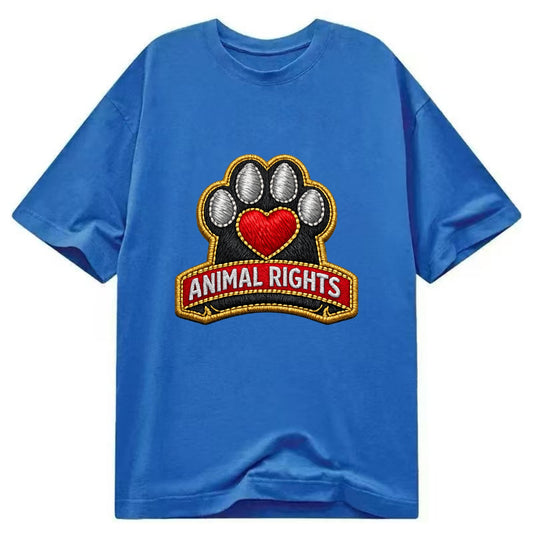 ANIMAL RIGHTS - raised paw with heart in red , advocacy - Classic T-shirt - Blue