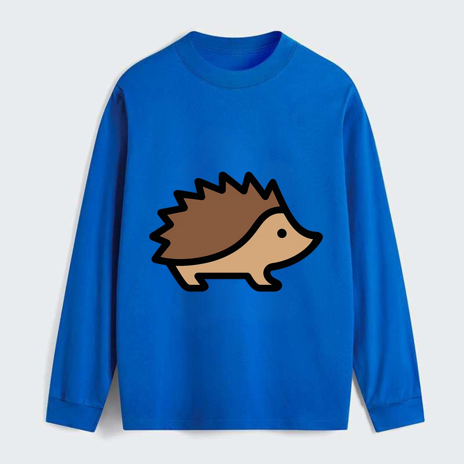 Hedgehog - Brown spiky back flat side profile - Classic Long Sleeve Shirt - Blue