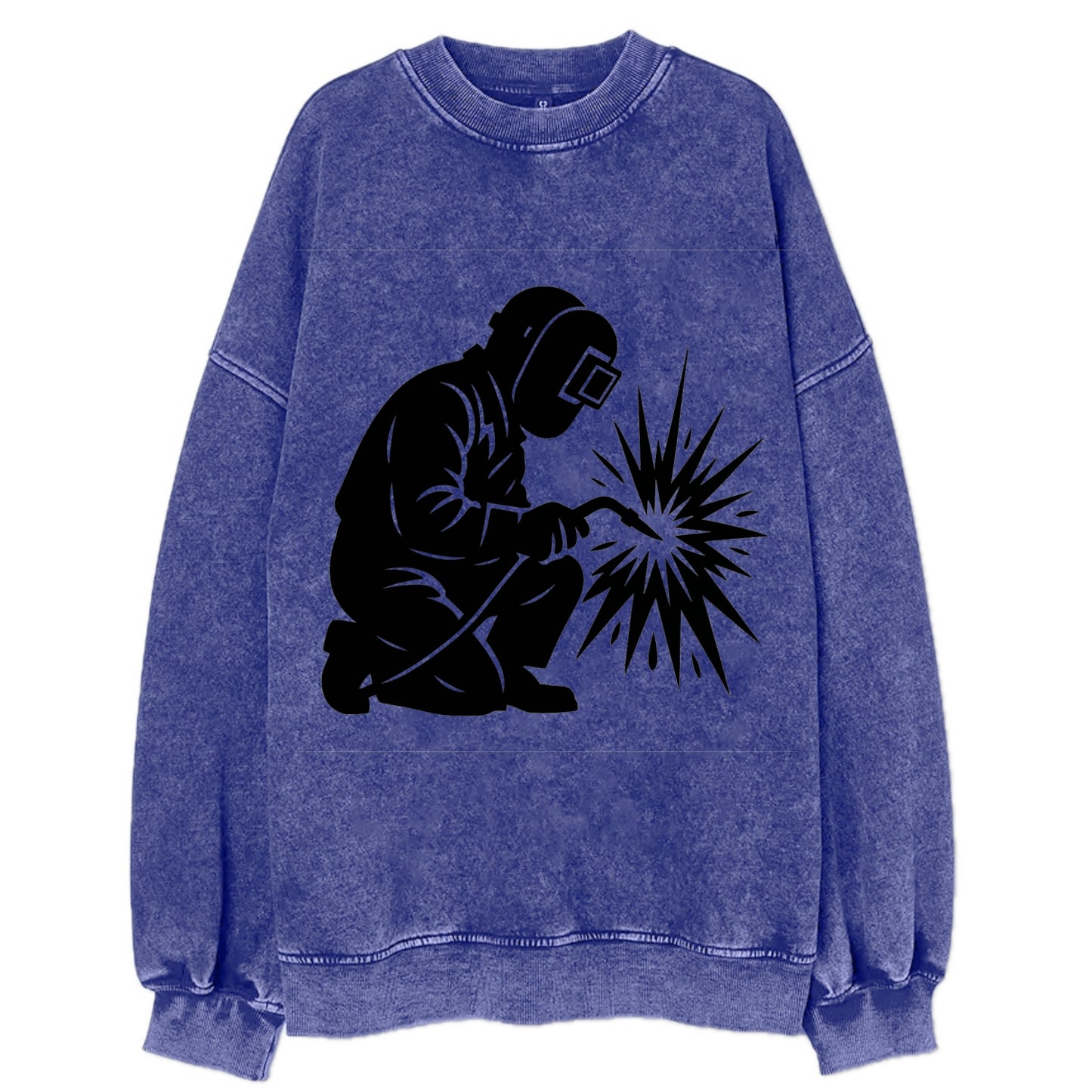 Welder sparks flying dramatically - Vintage Sweatshirt - Blue