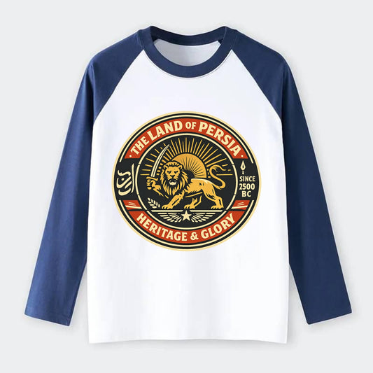 Iranian Heritage Emblem - Raglan Long Sleeve T-Shirt - Blue