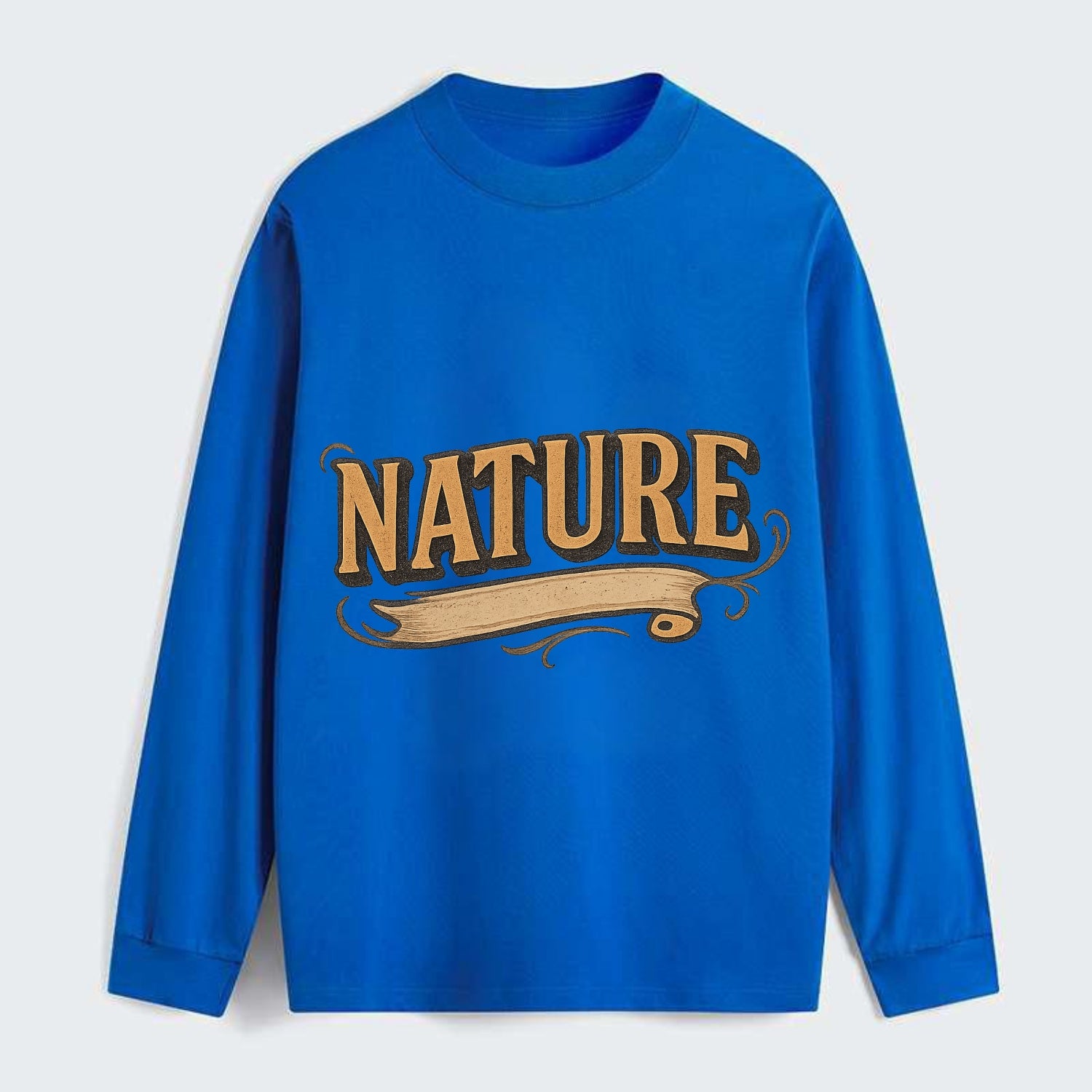 Bold typography design - "NATURE" - natural world, organic - Classic Long Sleeve Shirt - Blue