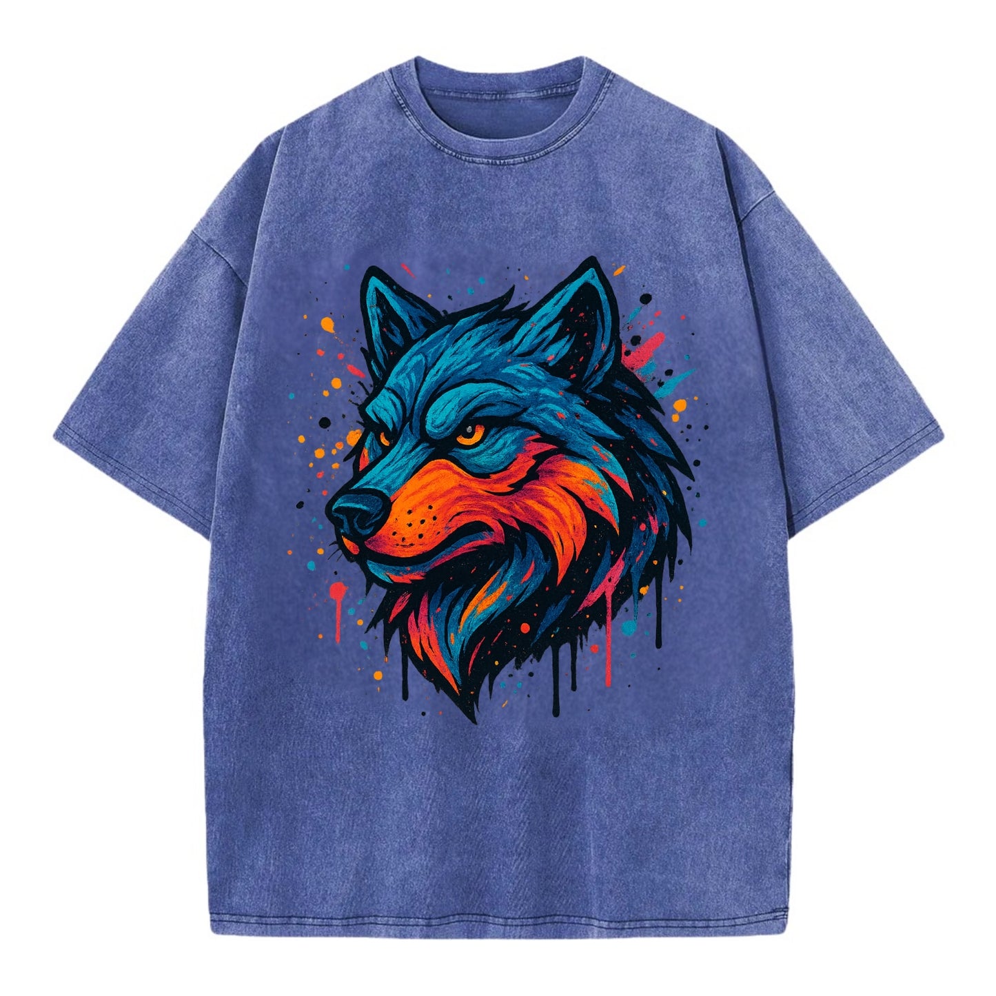 Velvet Wolf Royal  - Vintage T-shirt - Blue