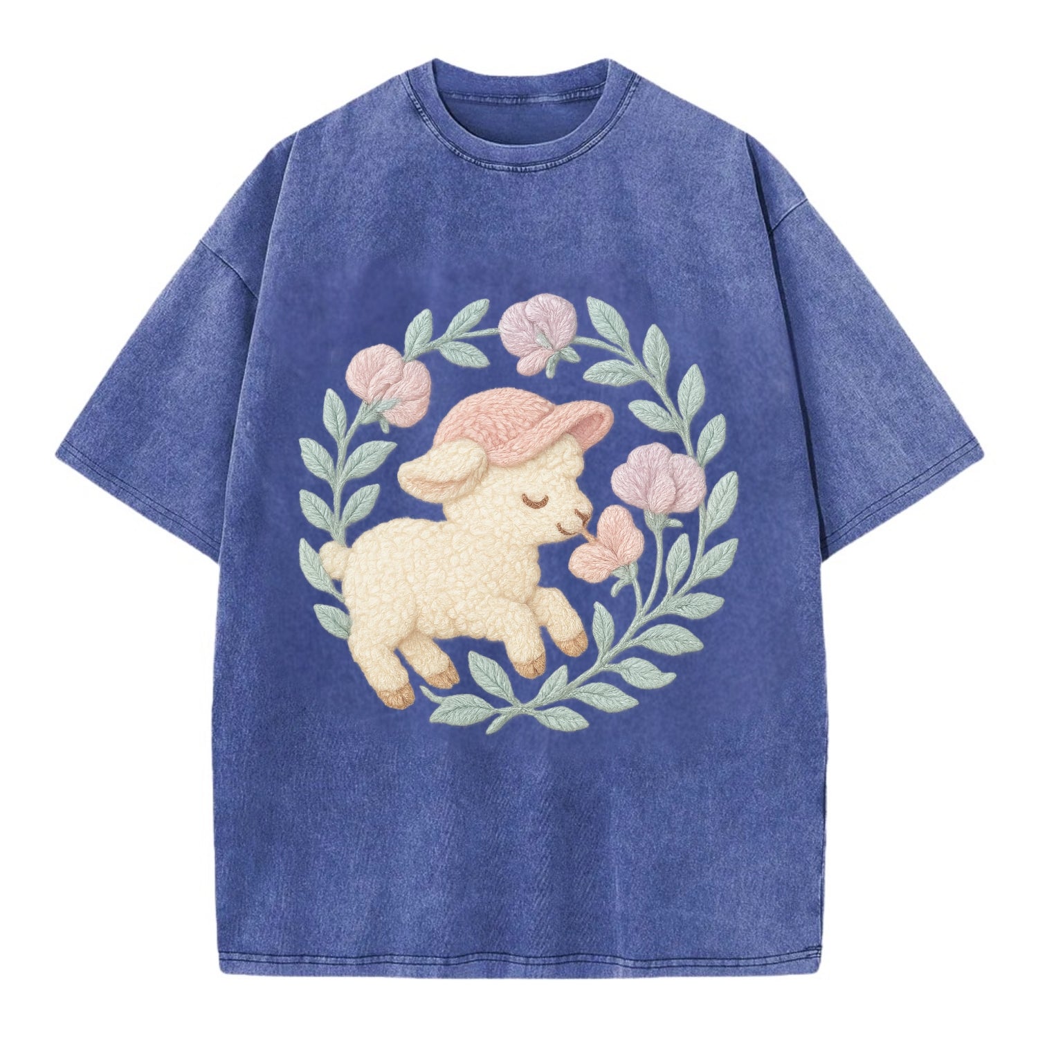 Lamb Sweet Peas  - Vintage T-shirt - Blue