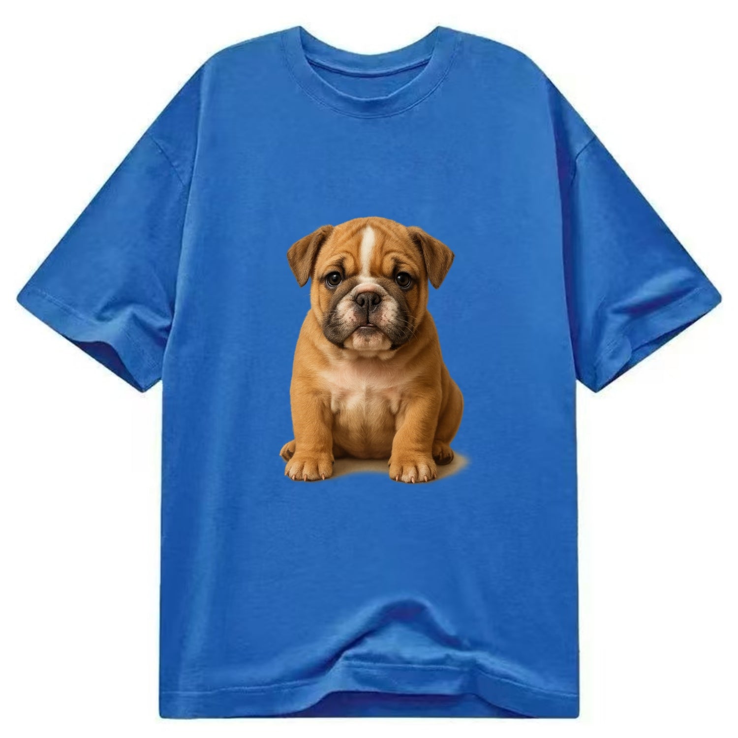 Baby Bulldog Puppy - wrinkly face, underbite, stocky body, gentle eyes, - Classic T-shirt - Blue