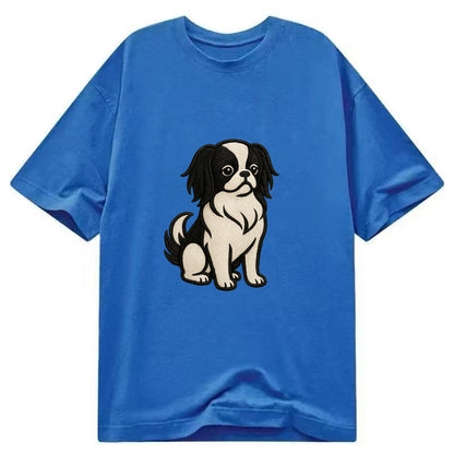 Japanese Chin - Black and white sitting Classic T-shirt - Blue