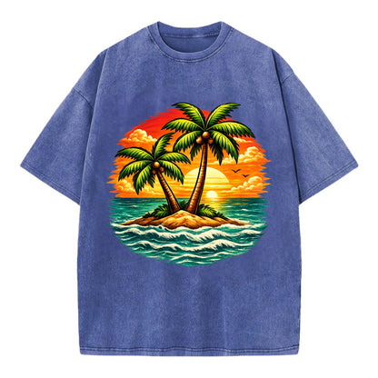 Tropical Island - Vintage T-shirt - Blue