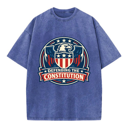 Defend Constitution - Vintage T-shirt - Blue