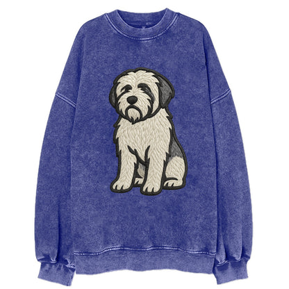 Polish Lowland Sheepdog - White and gray - Vintage Sweatshirt - Blue