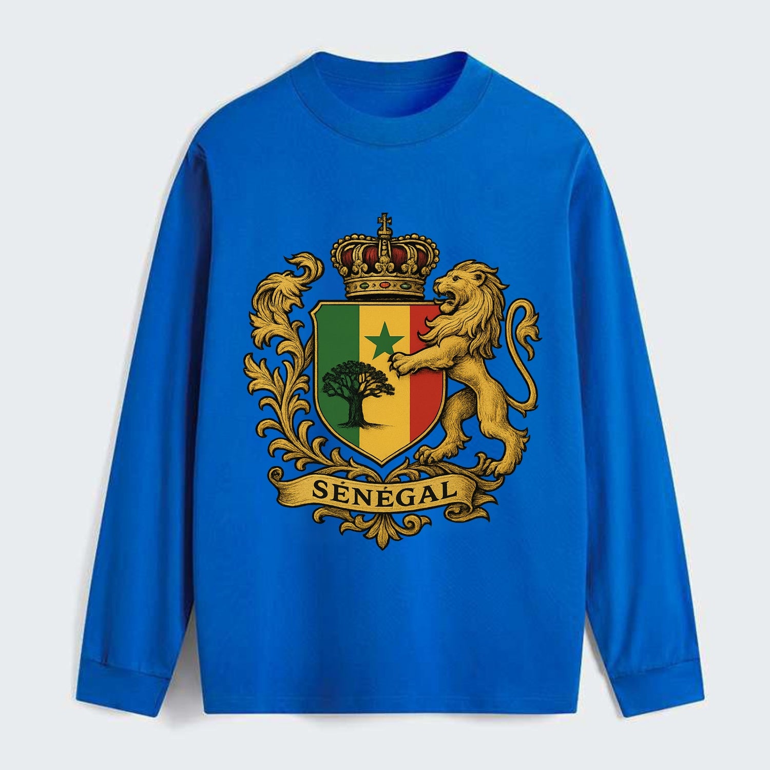 Senegal Lion Emblem  - Classic Long Sleeve Shirt - Blue
