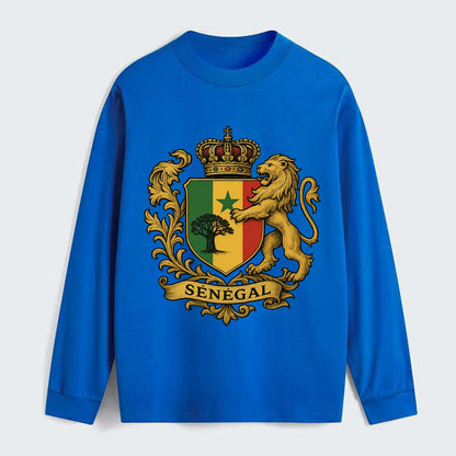 Senegal Lion Emblem  - Classic Long Sleeve Shirt - Blue