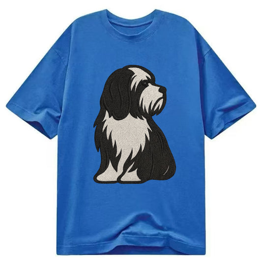 Tibetan Terrier - Black and white long c - Classic T-shirt - Blue