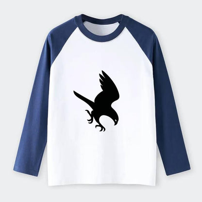 Hawk diving for prey - Raglan Long Sleeve T-Shirt - Blue