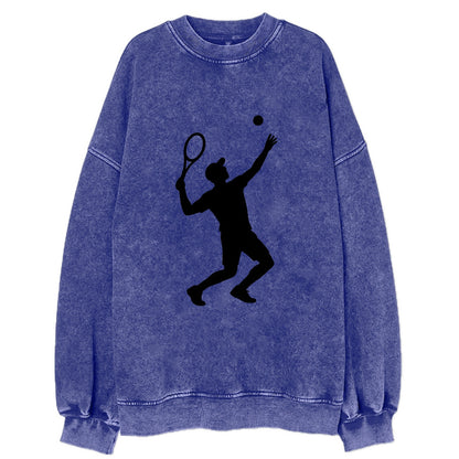 Tennis player serving powerful shot - Vintage Sweatshirt - Blue
