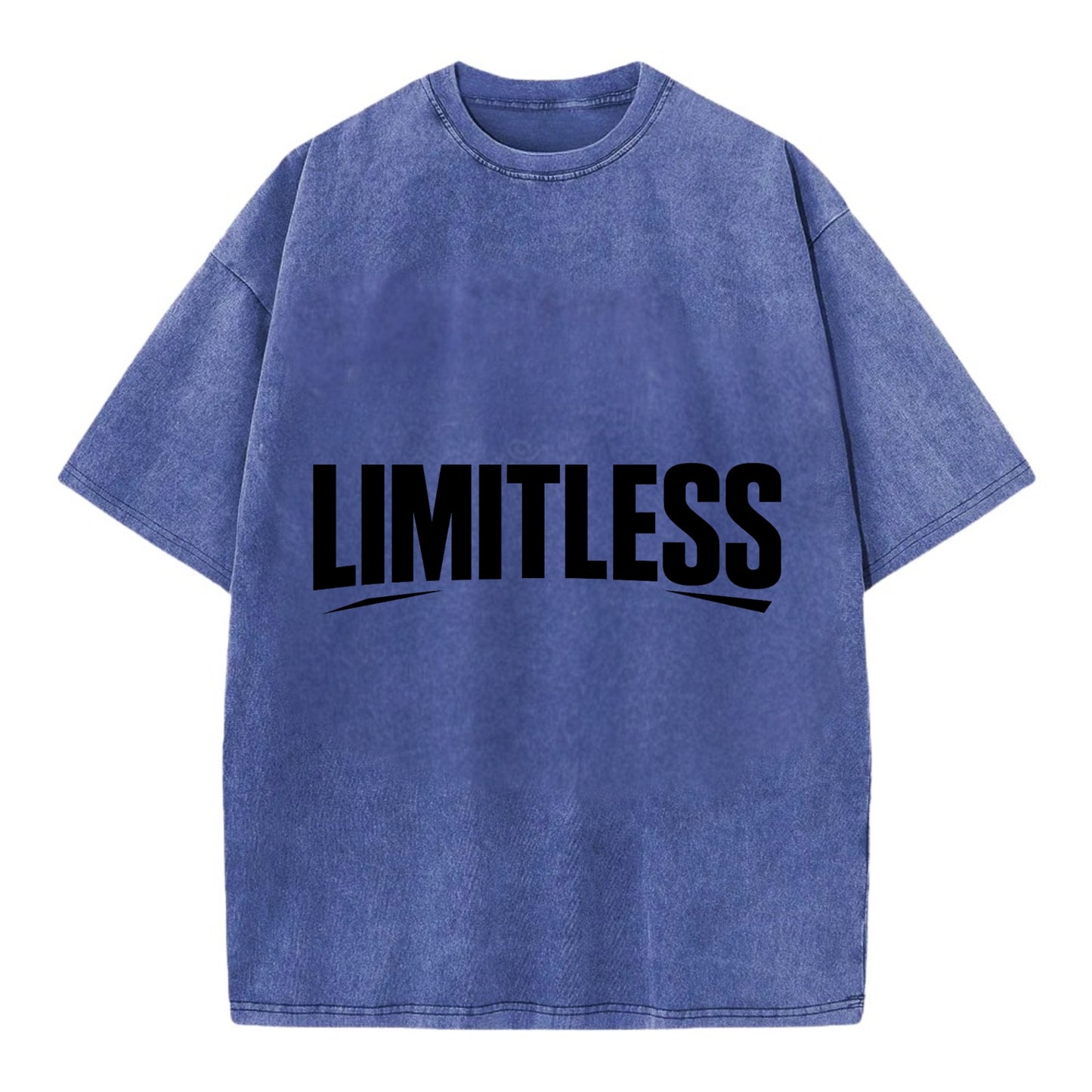 Bold typography design - "LIMITLESS" - no boundaries, infinite potential - Vintage T-shirt - Blue