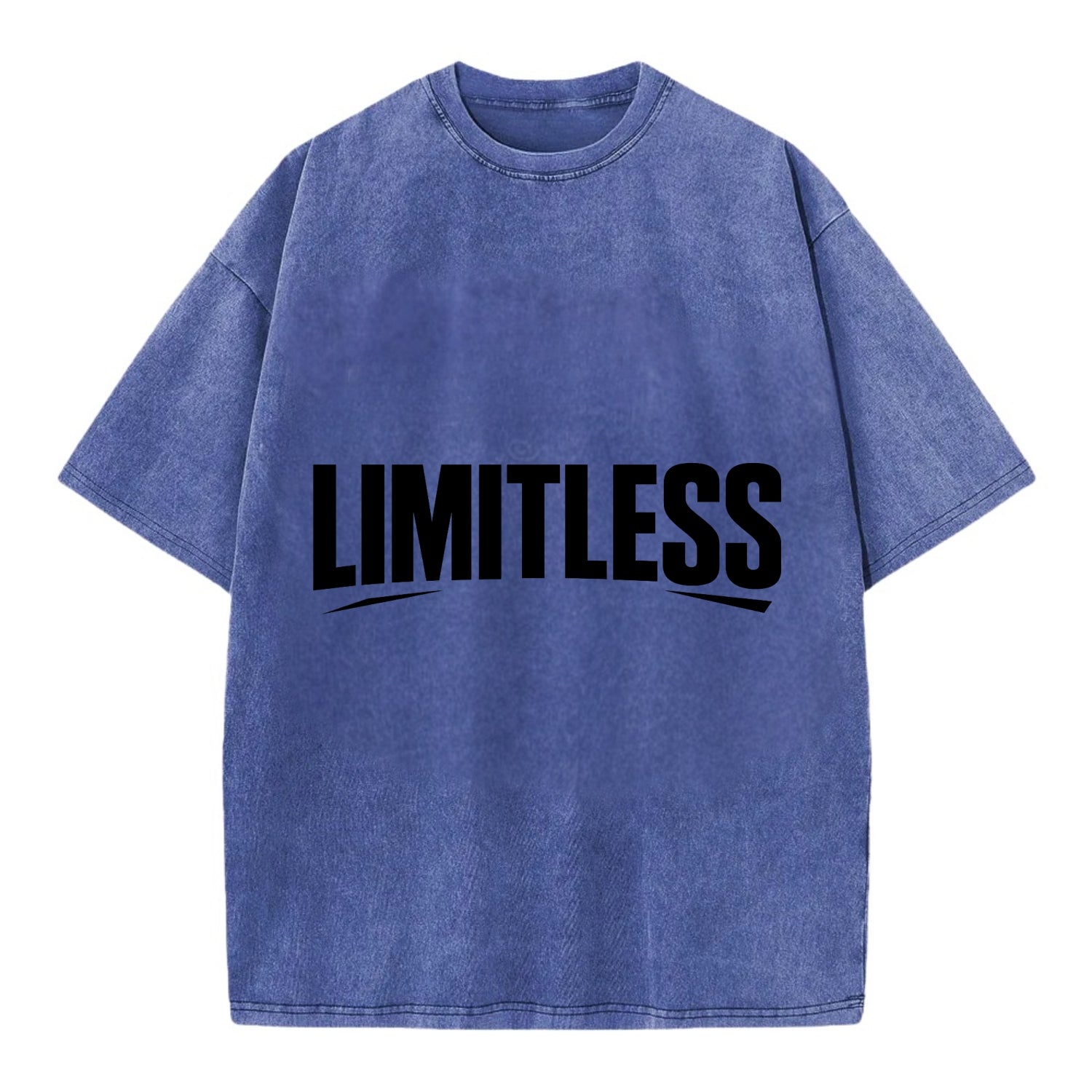 Bold typography design - "LIMITLESS" - no boundaries, infinite potential - Vintage T-shirt - Blue