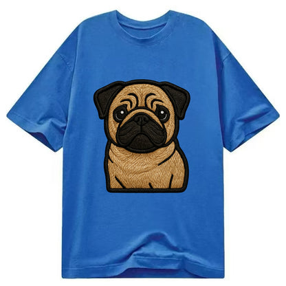 Pug - Contemporary wrinkled design with - Classic T-shirt - Blue