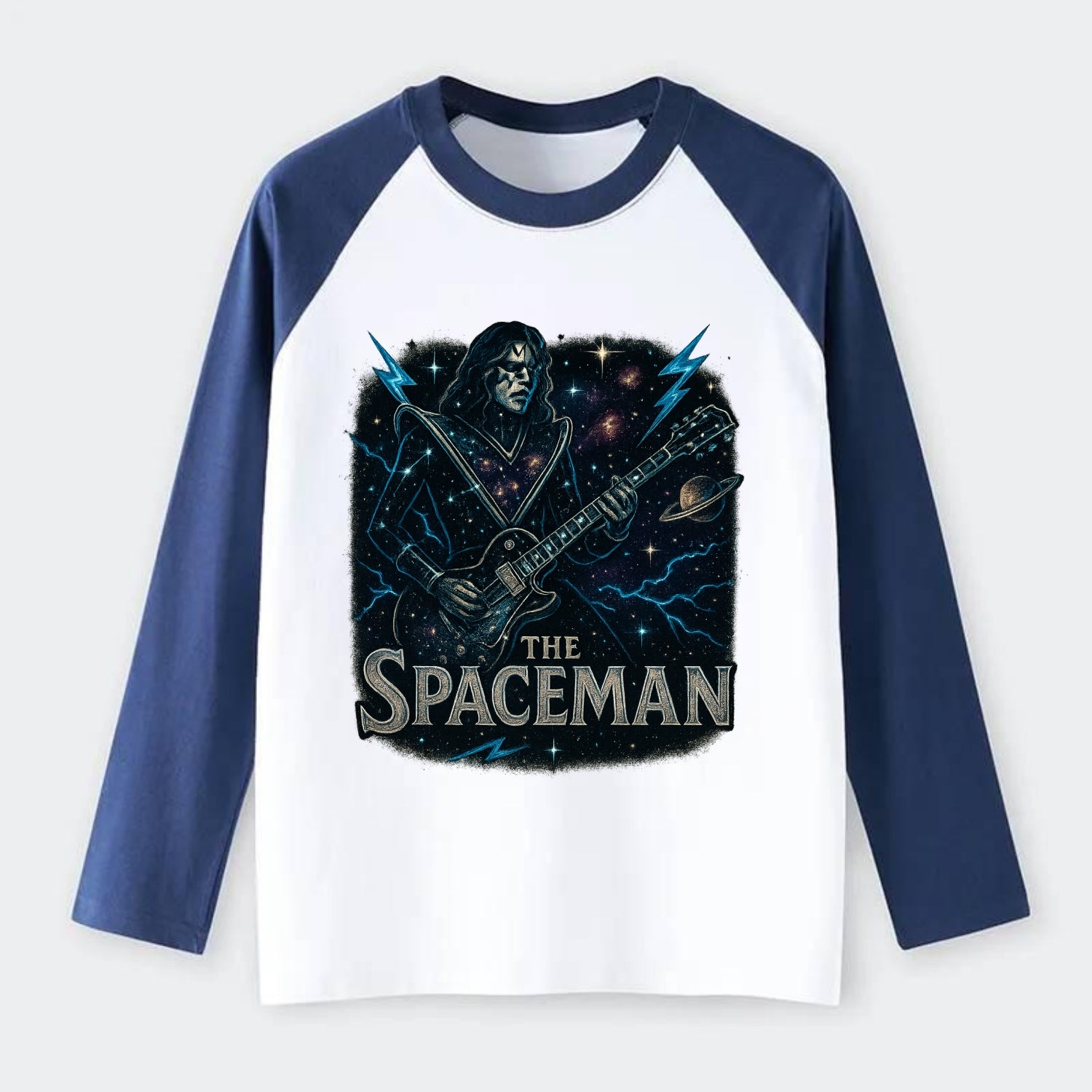 Spaceman Constellation - Raglan Long Sleeve T-Shirt - Blue