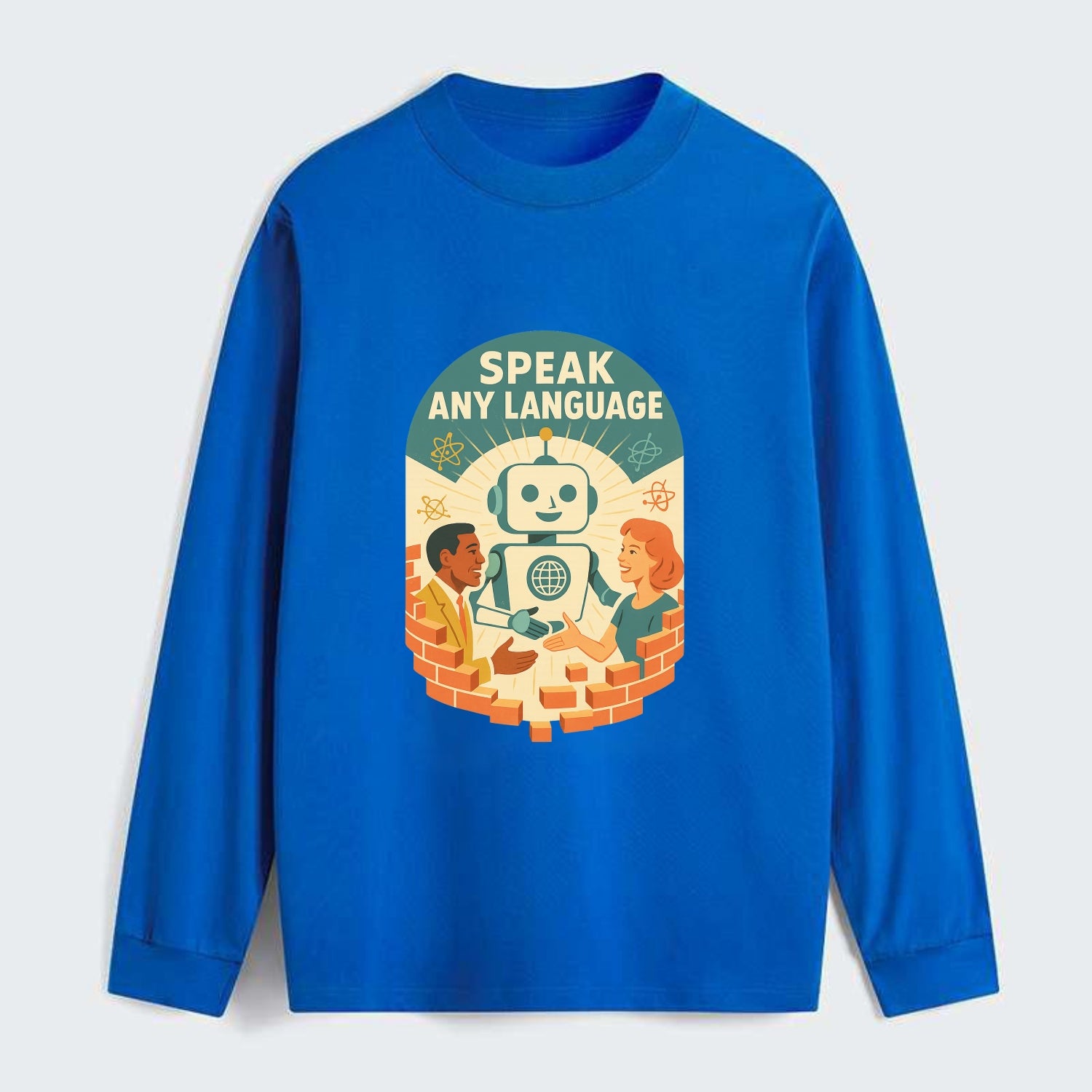Language learning AI breaking down barriers - "Speak Any Language" - - Classic Long Sleeve Shirt - Blue