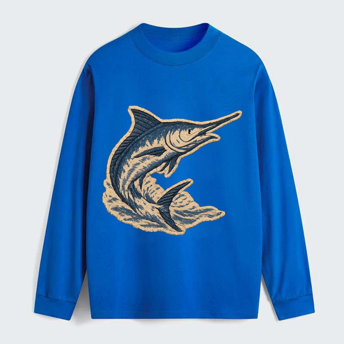 SWORDFISH MARLIN - leaping marlin in blue and silver , sport fishing - Classic Long Sleeve Shirt - Blue