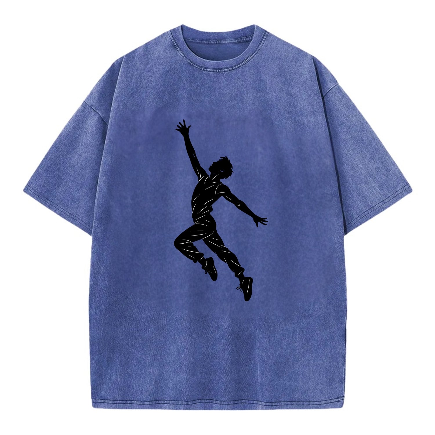 Modern dancer reaching skyward - Vintage T-shirt - Blue