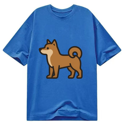 Shiba Inu - Red sesame flat side profile - Classic T-shirt - Blue