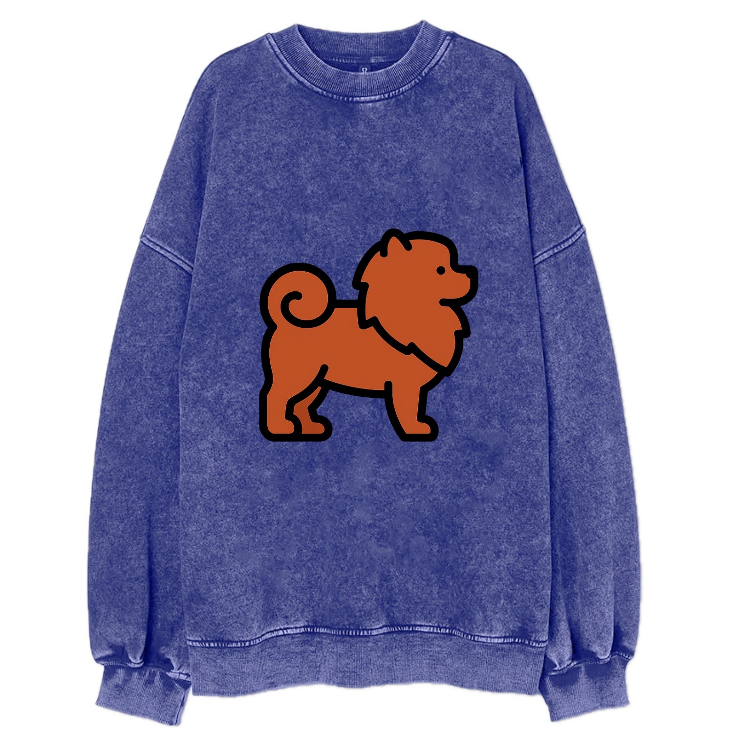 Chow Chow - Red fluffy flat side profile - Vintage Sweatshirt - Blue