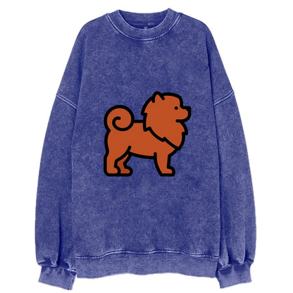 Chow Chow - Red fluffy flat side profile - Vintage Sweatshirt - Blue
