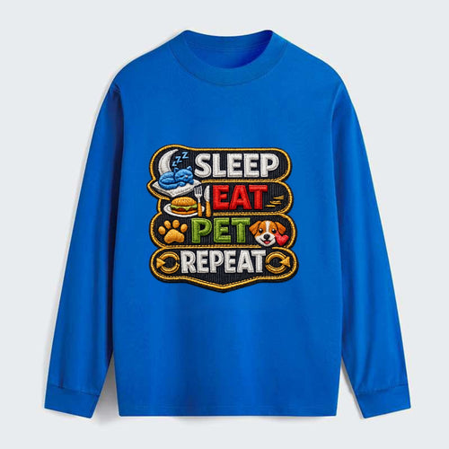 SLEEP EAT PET REPEAT - daily routine icons in multicolor , pet life - Classic Long Sleeve Shirt