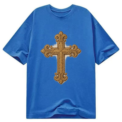 Baroque Cross  - Classic T-shirt - Blue