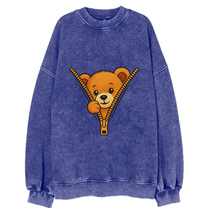 zipper bear - Vintage Sweatshirt - Blue