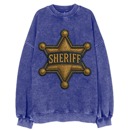 Sheriff Badge  - Vintage Sweatshirt - Blue