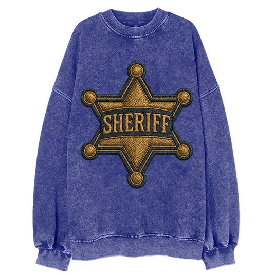 Sheriff Badge  - Vintage Sweatshirt - Blue
