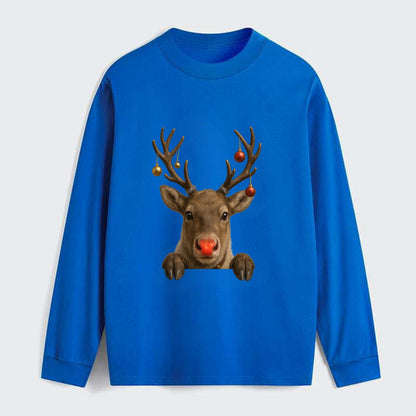 Christmas Reindeer  - Classic Long Sleeve Shirt - Blue