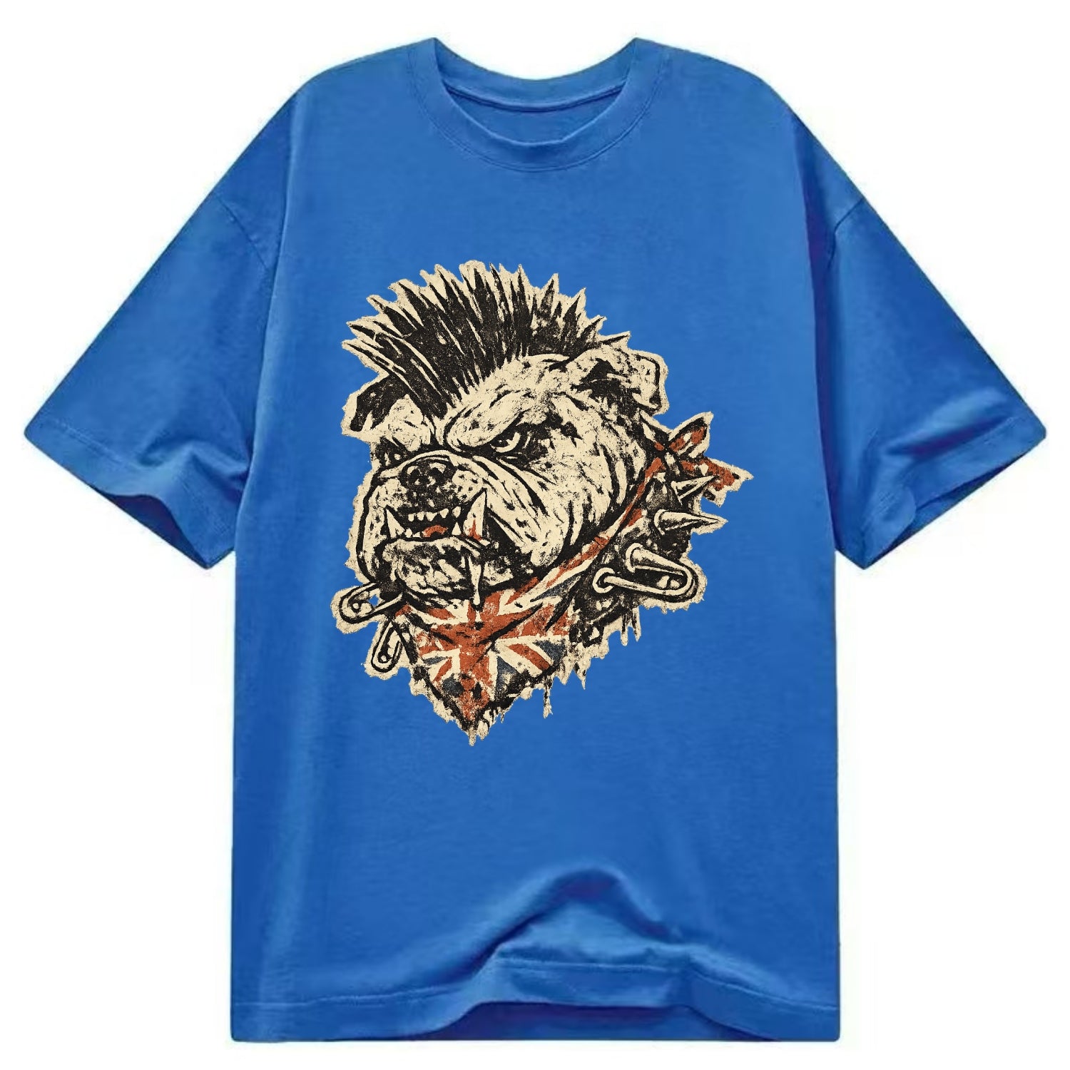PUNK BULLDOG | British bulldog with mohawk | Safety pins through collar | Union - Classic T-shirt - Blue