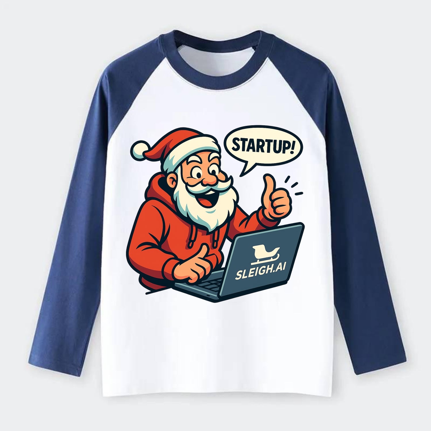 Santa Tech Startup CEO - Raglan Long Sleeve T-Shirt - Blue
