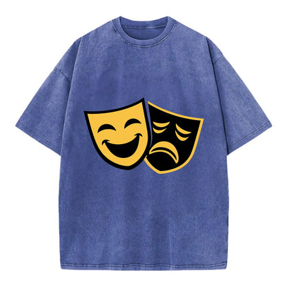 Golden Duality of Theater - Vintage T-shirt - Blue