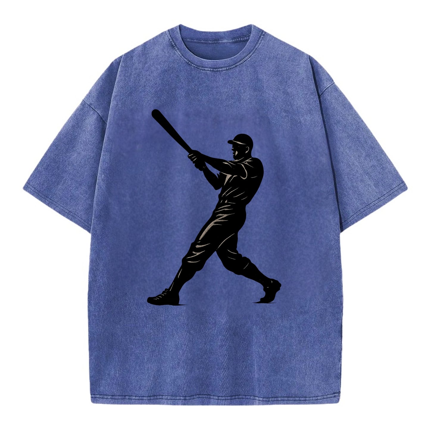 Baseball batter in full swing - Vintage T-shirt - Blue