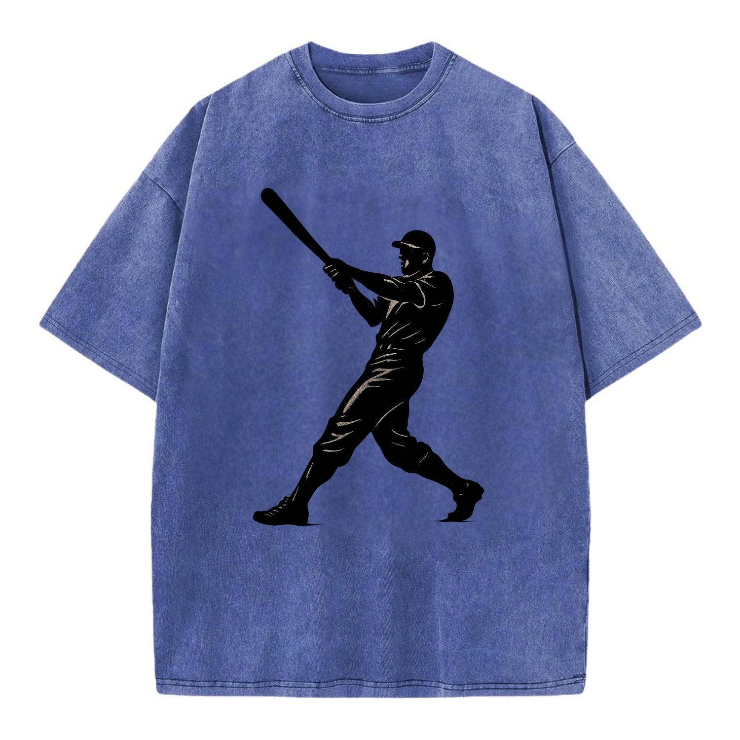 Baseball batter in full swing - Vintage T-shirt - Blue