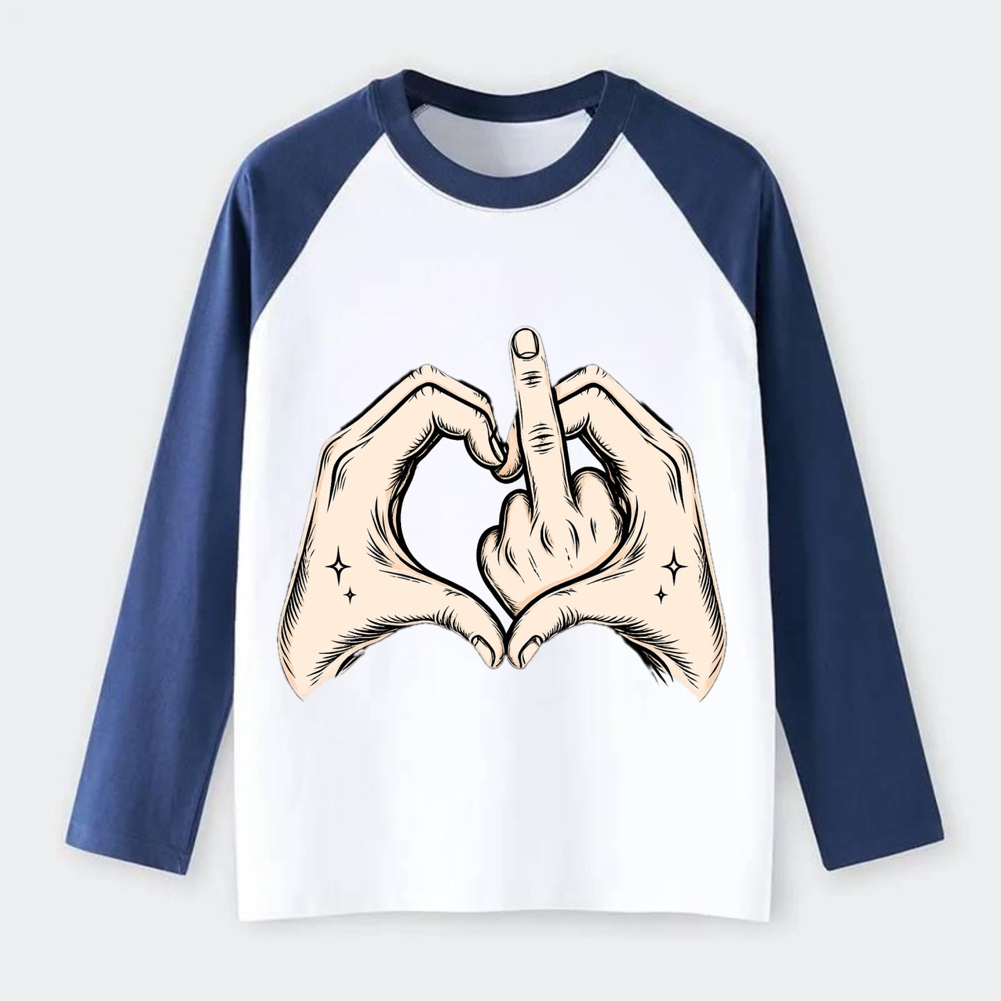 Love You Symbol - Raglan Long Sleeve T-Shirt - Blue