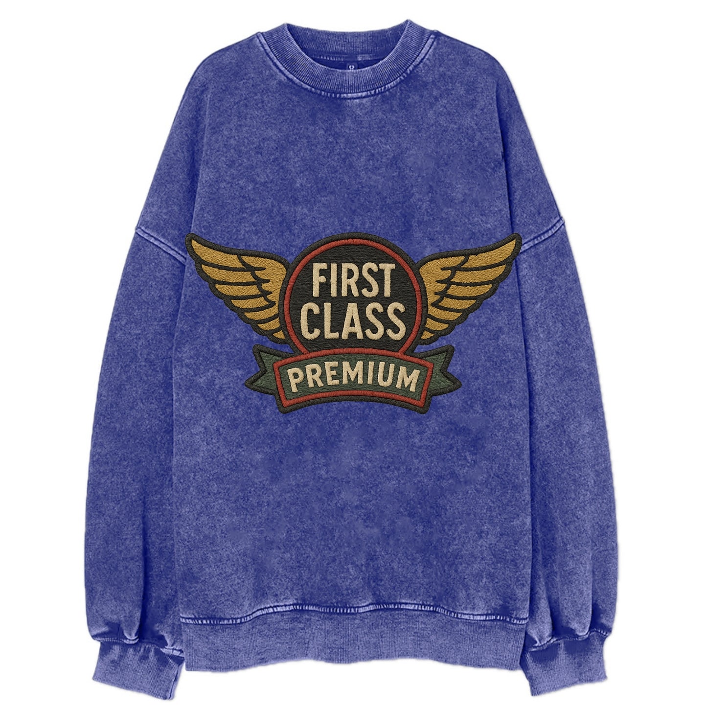 First Class Emblem  - Vintage Sweatshirt - Blue